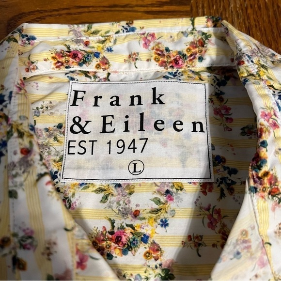 NEW Frank & Eileen Silvio Floral Stripe Untuckable Button Up Shirt Sz L Prairie - Picture 8 of 13